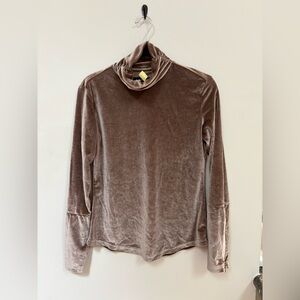 Vintage Taupe/Blush Velvet Turtleneck Top, Size Small